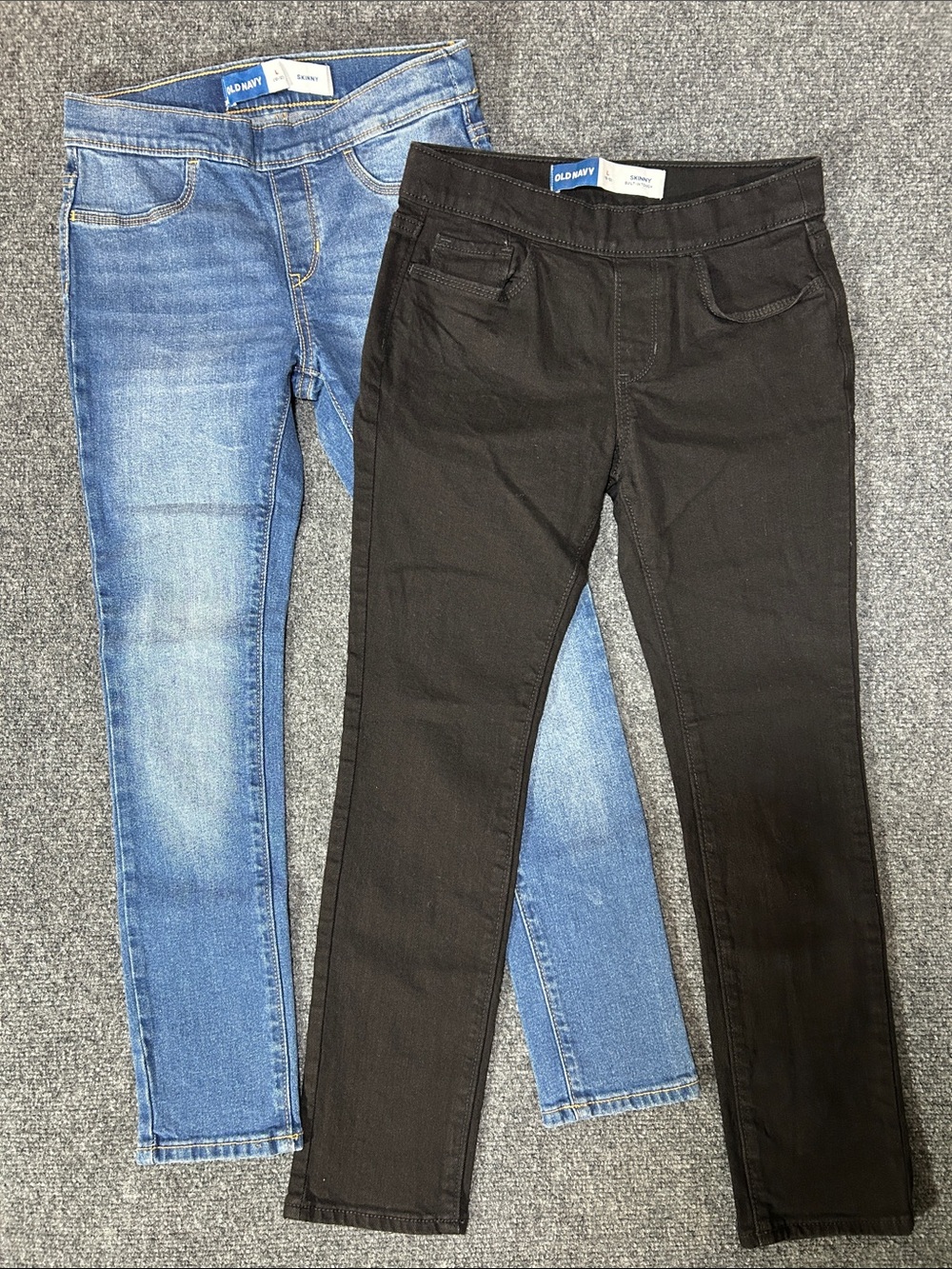 Old Navy Girl’s Skinny Jeans Bundle- Black Jeans & Light Blue Denim Youth 10/12